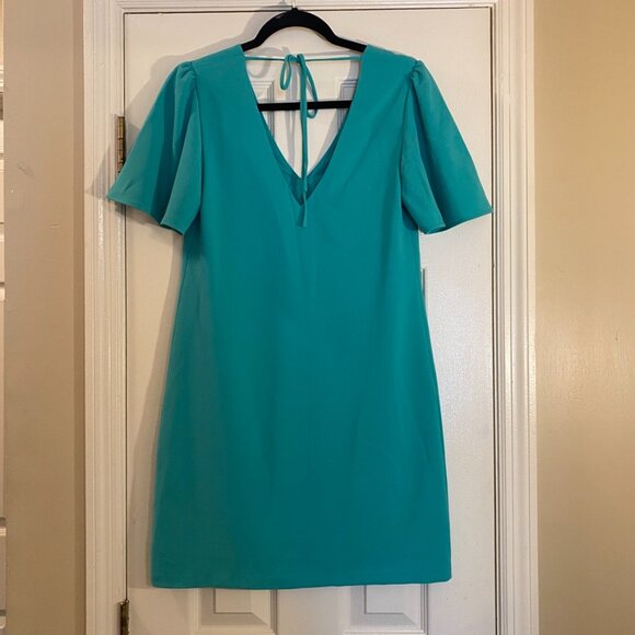 Charles Henry Teal Flutter Sleeve Shift Dress - Size XS - Picture 5 of 6